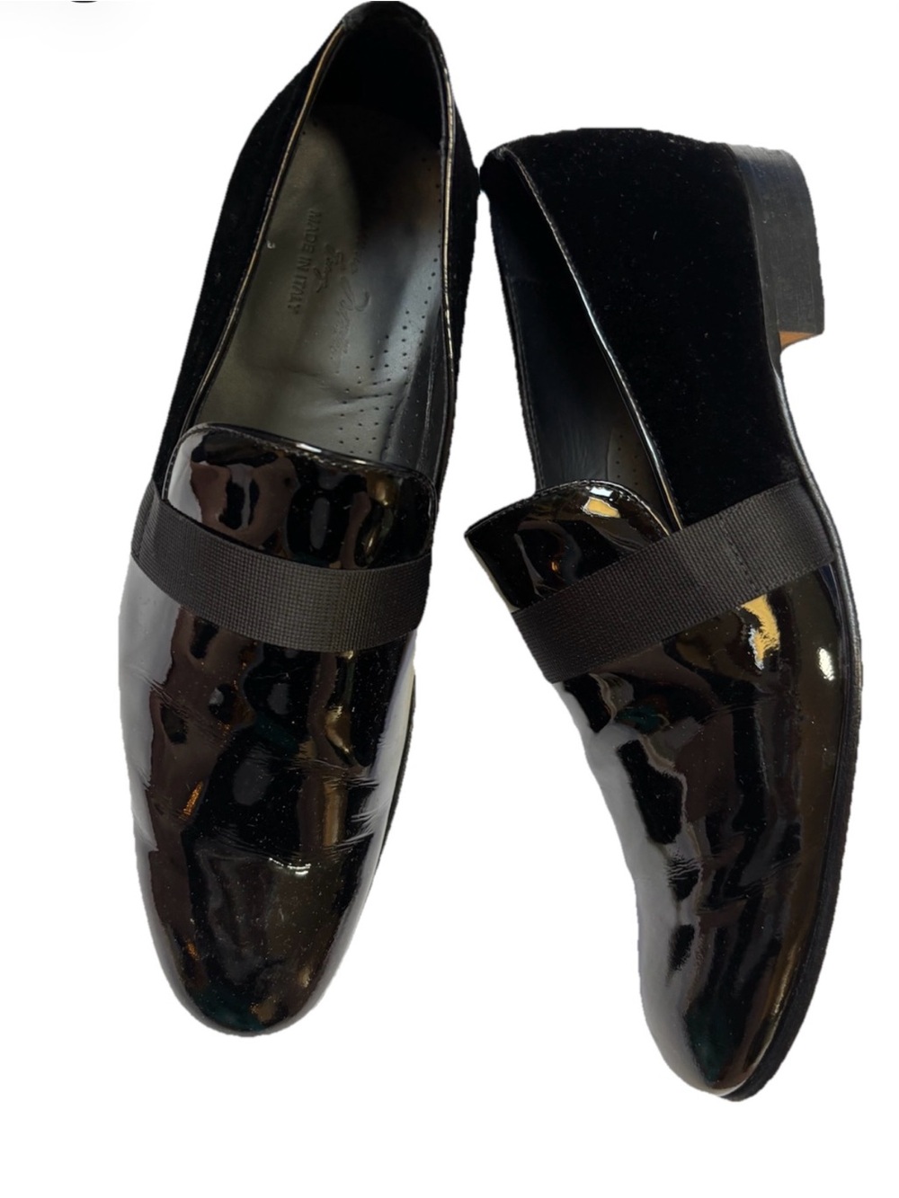 Massimo Matteo Black Patent & Velvet Slip-On Loafers